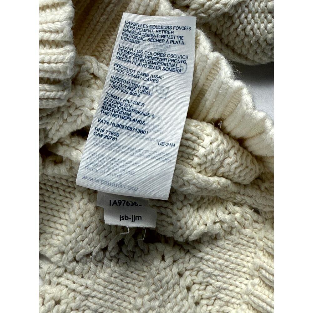 Tommy Hilfiger Women Cotton Ivory Crochet Bobble Knit Pullover Sweater Size S - Picture 9 of 9